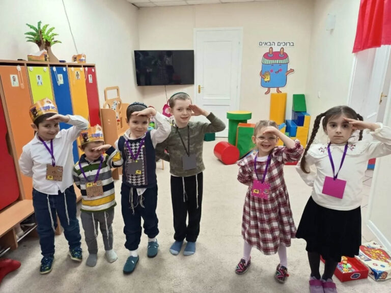 Children at the Chabad kindergarten in Kishinev participating in a Yud Shevat activity