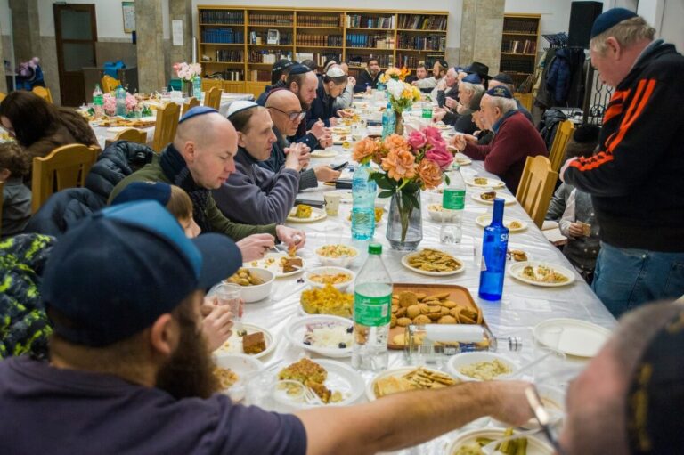 The Jewish community attending a Yud Shevat Farbrengen at the Chabad Synagogue in Kishinev
